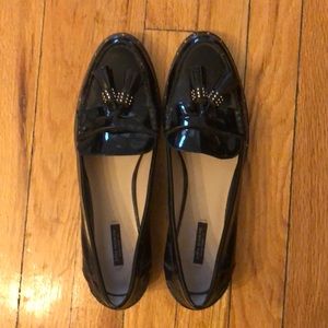 New Zara Black Patent Leather Loafers 41